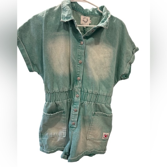 Lili Sodonio Chowan Distressed Cuff Sleeve Front Button Romper Sz S Pre-Own EUC - Picture 1 of 7